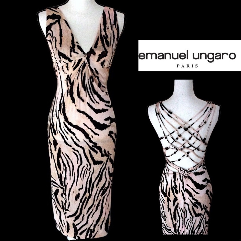 SOLD Emanuel Ungaro Tiger Print Dress Sz 38/6